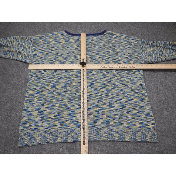 Jones New York Sport Sweater Women's Plus Size 1X Yellow Blue Blended Pattern - Picture 5 of 7